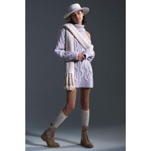 Anthropologie Pilcro Open Shoulder Cable-Knit Tunic Sweater Lavender Purple S